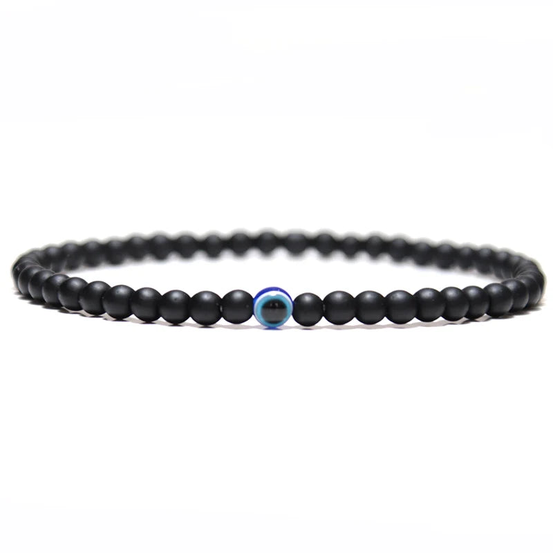 Minimalist Evil Eye Bracelet Men Female Charm 4mm Natural Stone Braslet Tiger Eyes Braclet For Male Yoga Jewelry Pulsera Hombre