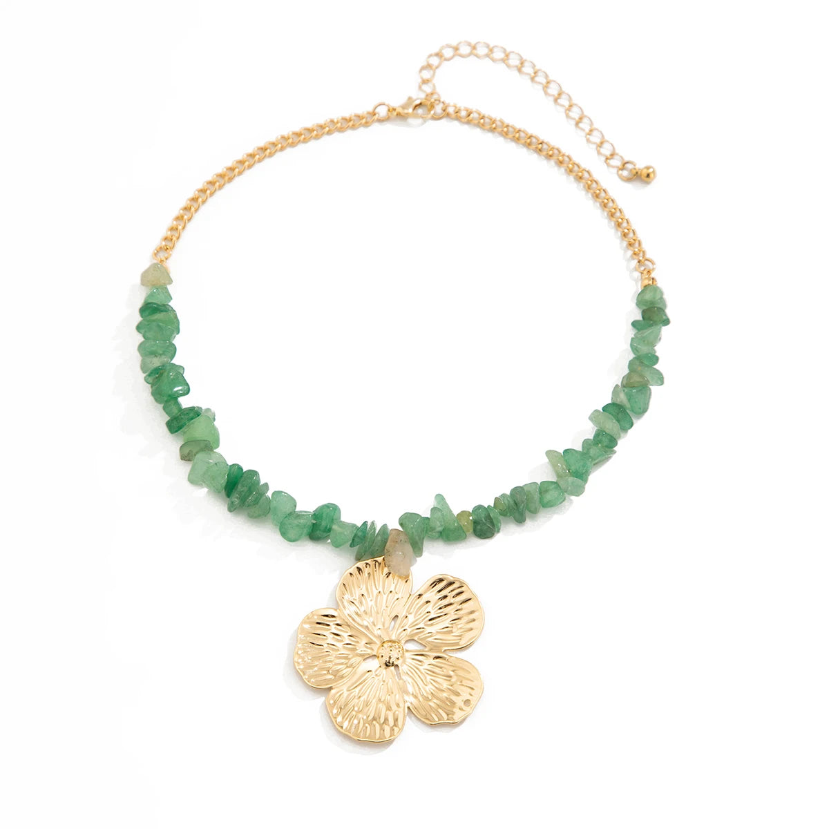 Ingemark Bohemian Crushed Stones Chain Big Flower Pendant Necklace Women Exquisite Trendy Summer Beach Club Party Jewelry Gifts
