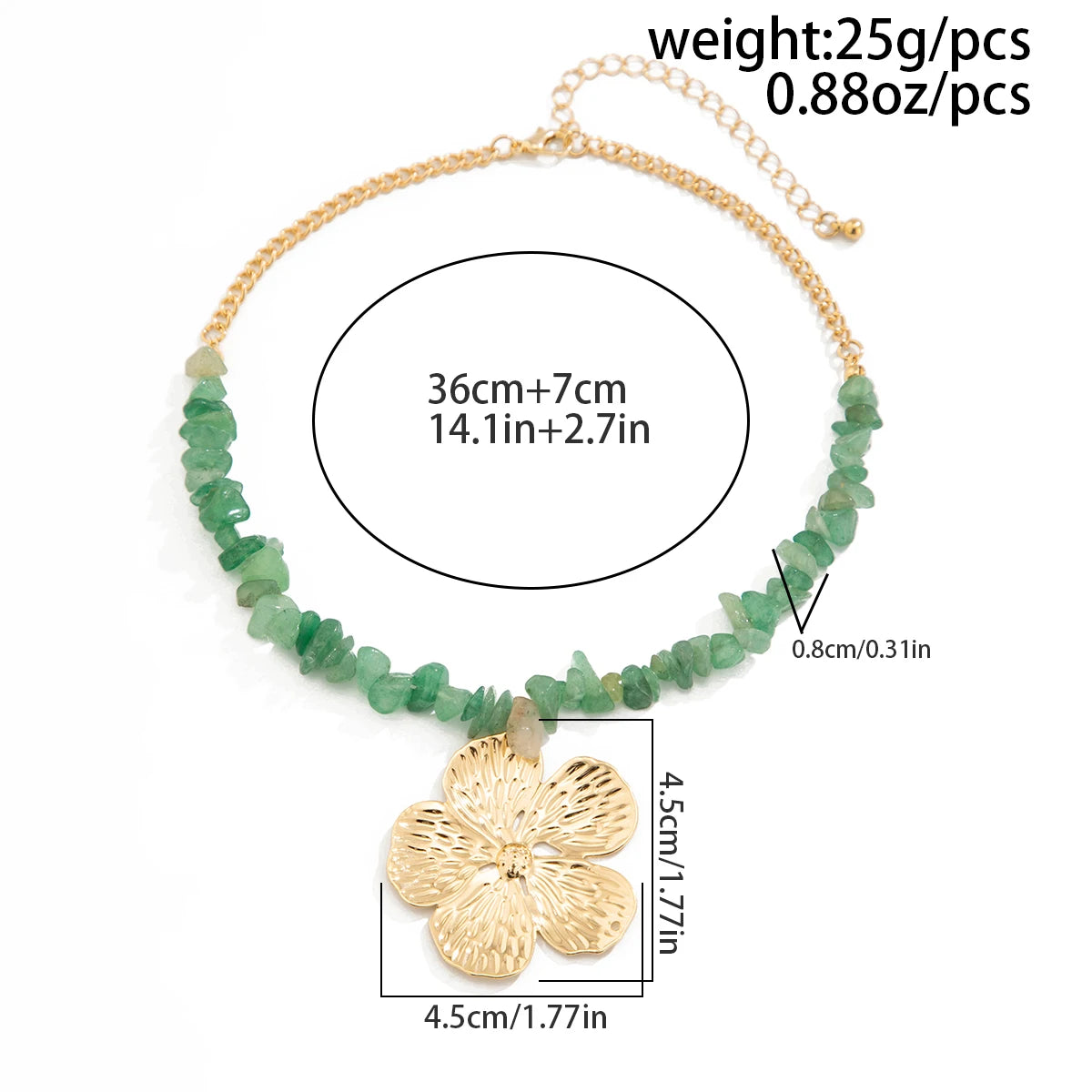 Ingemark Bohemian Crushed Stones Chain Big Flower Pendant Necklace Women Exquisite Trendy Summer Beach Club Party Jewelry Gifts