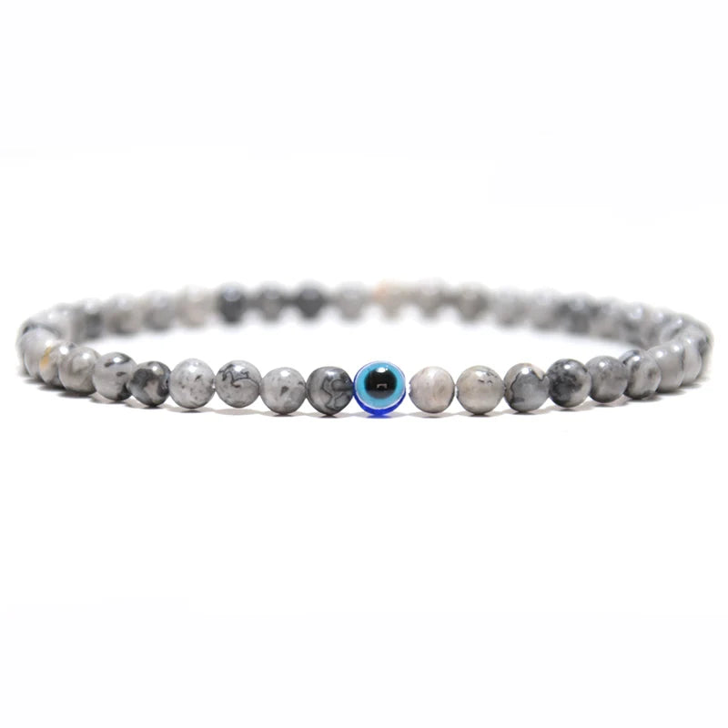 Minimalist Evil Eye Bracelet Men Female Charm 4mm Natural Stone Braslet Tiger Eyes Braclet For Male Yoga Jewelry Pulsera Hombre