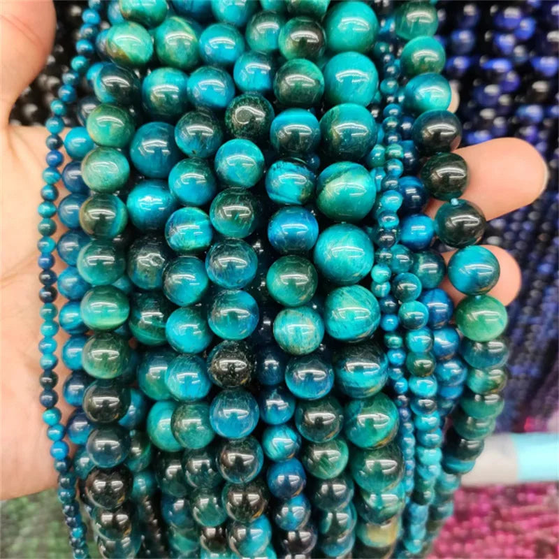 Natural Stone Beads Royal Blue Tiger Eye Round Loose Beads Diy Charm Bracelet Earrings for Jewelry Making 15" Strand 4/6/8/10/mm