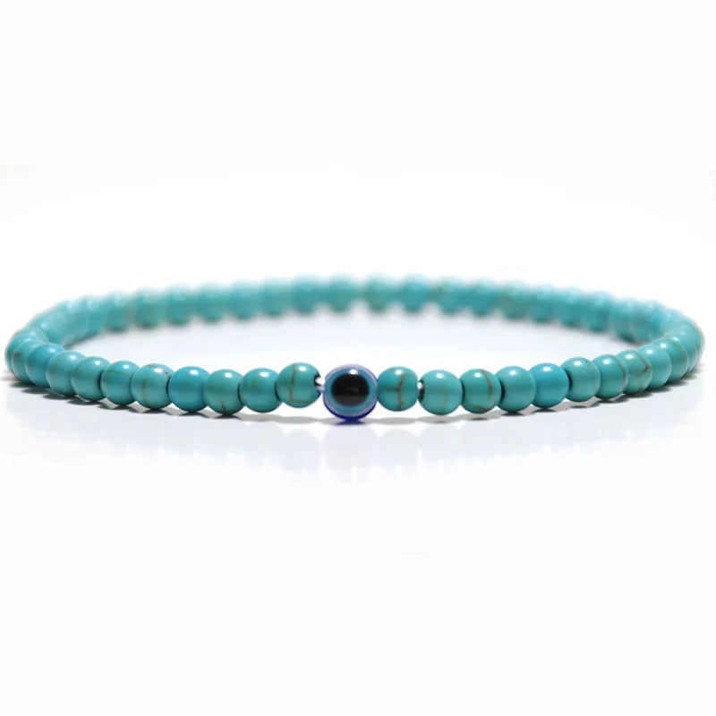 Minimalist Evil Eye Bracelet Men Female Charm 4mm Natural Stone Braslet Tiger Eyes Braclet For Male Yoga Jewelry Pulsera Hombre