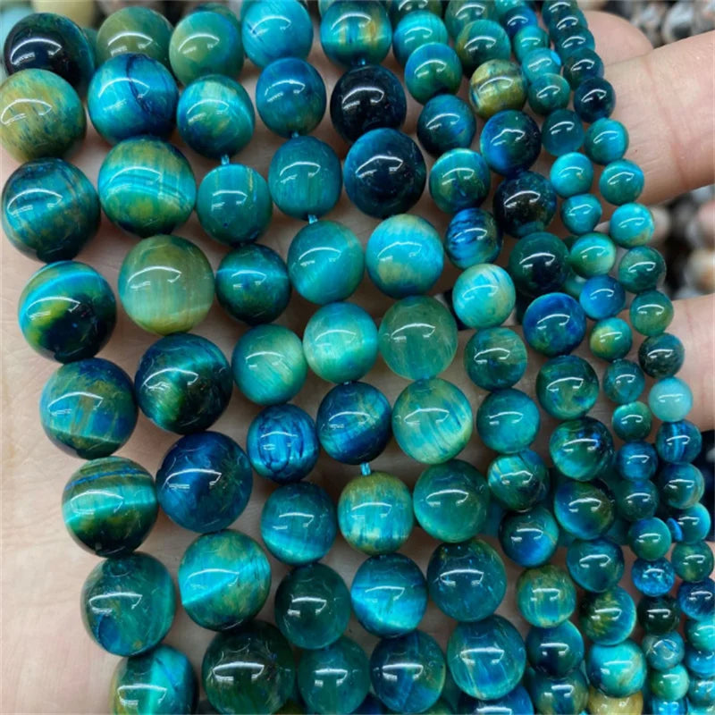 Natural Stone Beads Royal Blue Tiger Eye Round Loose Beads Diy Charm Bracelet Earrings for Jewelry Making 15" Strand 4/6/8/10/mm