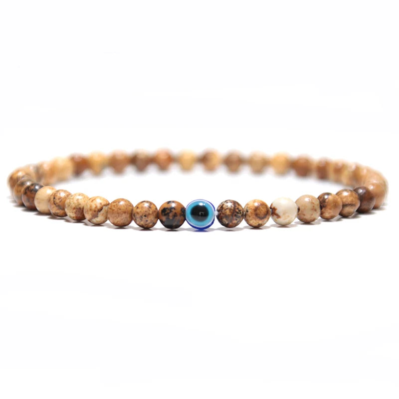 Minimalist Evil Eye Bracelet Men Female Charm 4mm Natural Stone Braslet Tiger Eyes Braclet For Male Yoga Jewelry Pulsera Hombre
