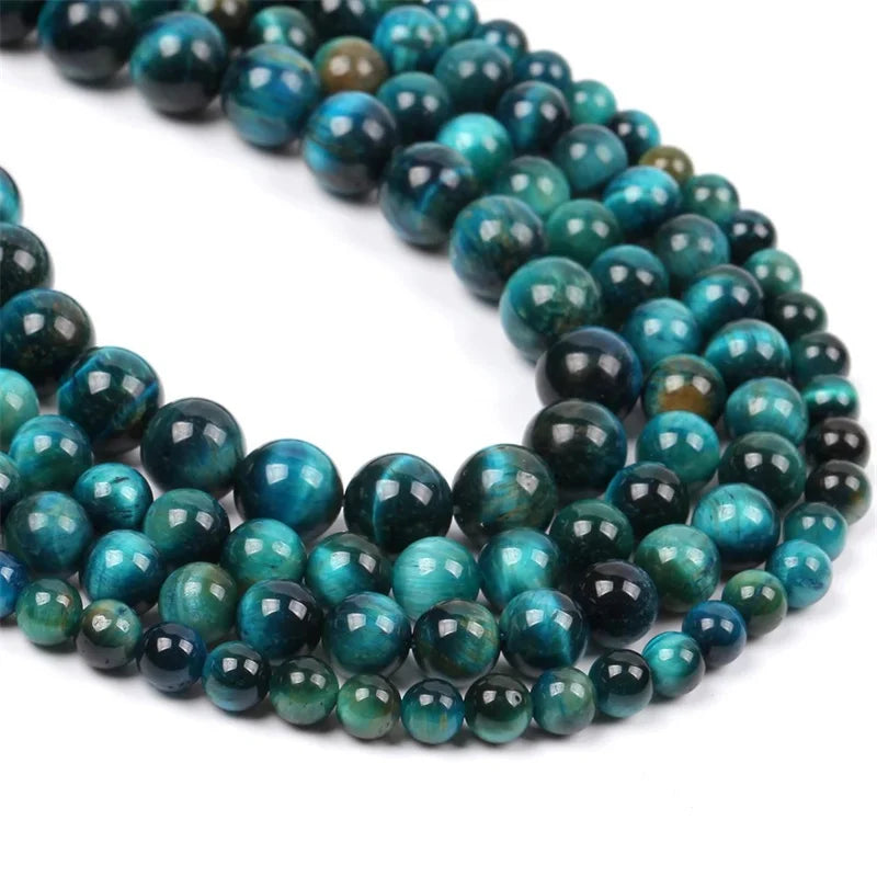 Natural Stone Beads Royal Blue Tiger Eye Round Loose Beads Diy Charm Bracelet Earrings for Jewelry Making 15" Strand 4/6/8/10/mm