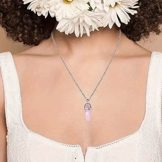 3pcs Rose Quartz Necklaces Pendants Set For Spiritual Energy Witchcraft Reiki, Holiday Gift, Birthday Gift