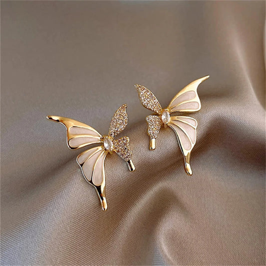 2PCS Women Geometric Small Hoops Earrings Paperclip Shape Metal Earrings CZ Stones Shiny Girls Party Jewelry set