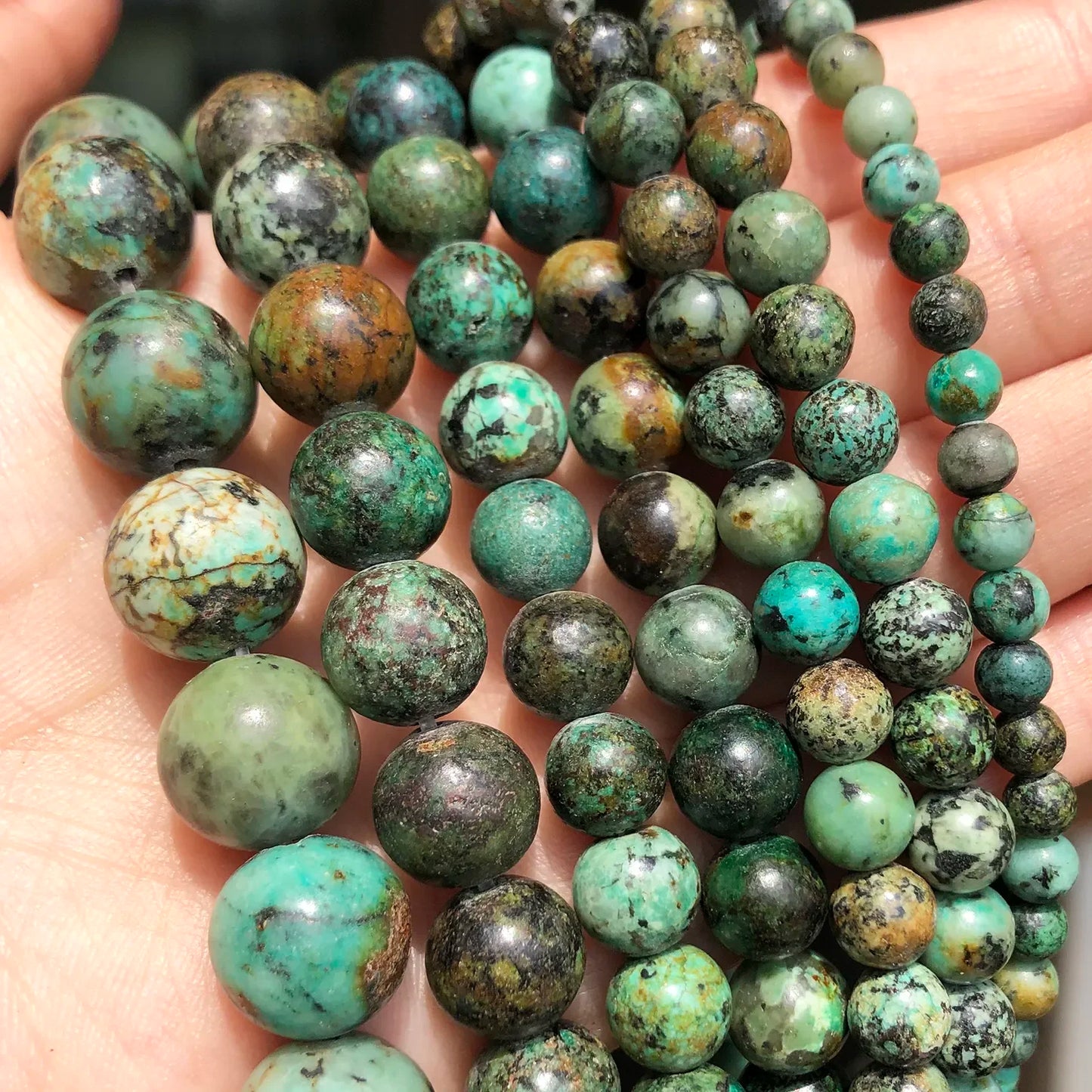 Natural Stone African Turquoises Round Loose Beads 15'' 2 3 4 6 8 10 12mm For Jewelry Making DIY Bracelet Necklace Accessories